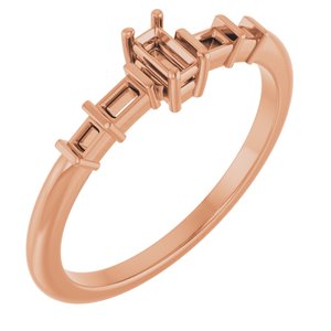 14K Rose Gold 3.5x1.75 mm Straight Baguette Ring Mounting – image 2