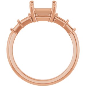 14K Rose Gold 6x6 mm Square Ring Mounting – image 4
