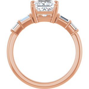 18K Rose Gold 6x6 mm Square Ring Mounting – image 3