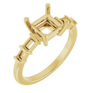 14K Yellow Gold 6x6 mm Square Ring Mounting – image 2