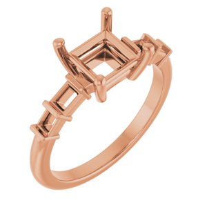 14K Rose Gold 6x6 mm Square Ring Mounting – image 2