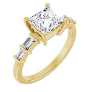 14K Yellow Gold 6x6 mm Square Ring Mounting