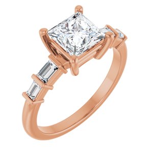 18K Rose Gold 6x6 mm Square Ring Mounting