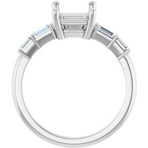 Platinum 8.5x6.5 mm Emerald 1/4 CTW Natural Diamond Semi-Set Ring – image 4