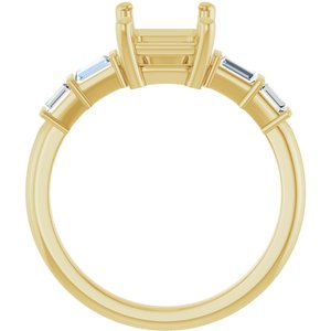 14K Yellow Gold 8.5x6.5 mm Emerald 1/4 CTW Natural Diamond Semi-Set Ring – image 4