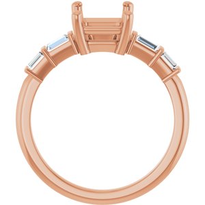 14K Rose Gold 8.5x6.5 mm Emerald 1/4 CTW Lab-Grown Diamond Semi-Set Ring – image 4