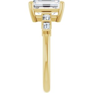 14K Yellow Gold 8.5x6.5 mm Emerald 1/4 CTW Natural Diamond Semi-Set Ring – image 7