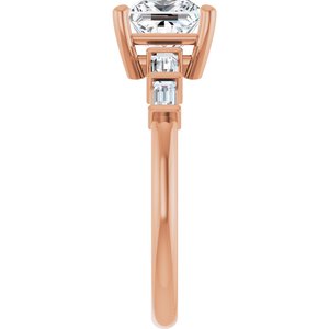 14K Rose Gold 6x6 mm Square Ring Mounting – image 7