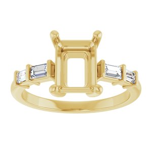 14K Yellow Gold 8.5x6.5 mm Emerald 1/4 CTW Lab-Grown Diamond Semi-Set Ring – image 6