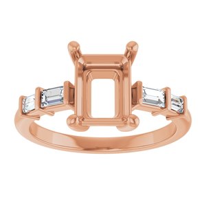 14K Rose Gold 8.5x6.5 mm Emerald 1/4 CTW Lab-Grown Diamond Semi-Set Ring – image 6