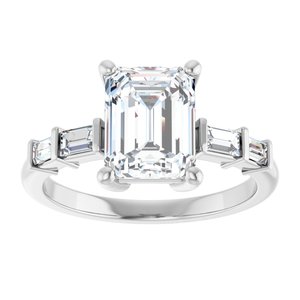 10K White Gold 8.5x6.5 mm Emerald Ring Mounting – image 5