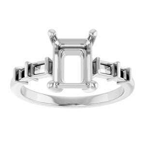 10K White Gold 8.5x6.5 mm Emerald Ring Mounting – image 6