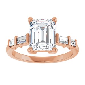 10K Rose Gold 8.5x6.5 mm Emerald Ring Mounting – image 5