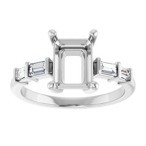 Platinum 8.5x6.5 mm Emerald 1/4 CTW Lab-Grown Diamond Semi-Set Ring – image 6