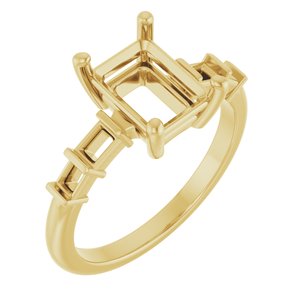 14K Yellow Gold 8.5x6.5 mm Emerald Ring Mounting – image 2