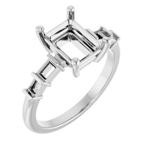 Platinum 8.5x6.5 mm Emerald Ring Mounting – image 2