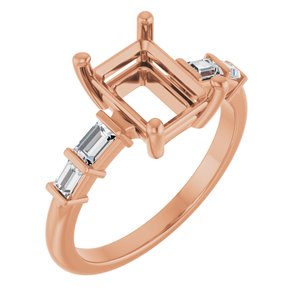 14K Rose Gold 8.5x6.5 mm Emerald 1/4 CTW Lab-Grown Diamond Semi-Set Ring – image 2