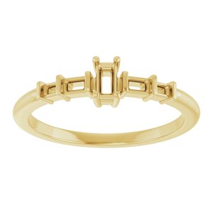 18K Yellow Gold 3.5x1.75 mm Straight Baguette Ring Mounting – image 6