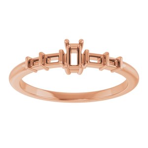 14K Rose Gold 3.5x1.75 mm Straight Baguette Ring Mounting – image 6