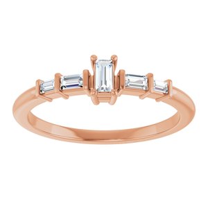 14K Rose Gold 3.5x1.75 mm Straight Baguette Ring Mounting – image 5