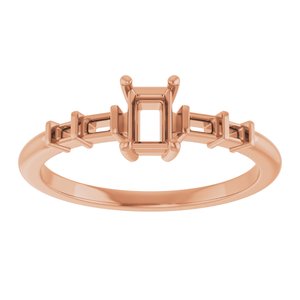 18K Rose Gold 4.5x3 mm Straight Baguette Ring Mounting – image 6