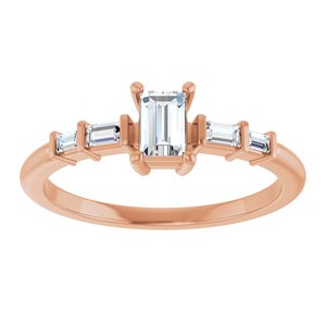 18K Rose Gold 4.5x3 mm Straight Baguette Ring Mounting – image 5