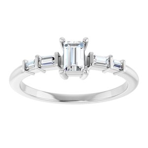 18K White Gold 4.5x3 mm Straight Baguette Ring Mounting – image 5