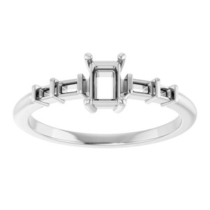Sterling Silver 4.5x3 mm Straight Baguette Ring Mounting – image 6