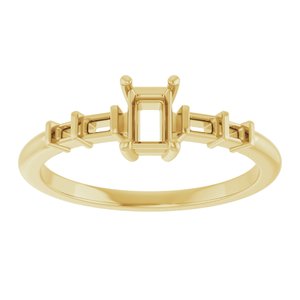 14K Yellow Gold 4.5x3 mm Straight Baguette Ring Mounting – image 6