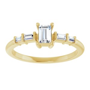 14K Yellow Gold 4.5x3 mm Straight Baguette Ring Mounting – image 5