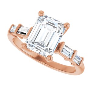 10K Rose Gold 8.5x6.5 mm Emerald Ring Mounting – image 8