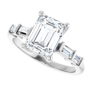 10K White Gold 8.5x6.5 mm Emerald Ring Mounting – image 8