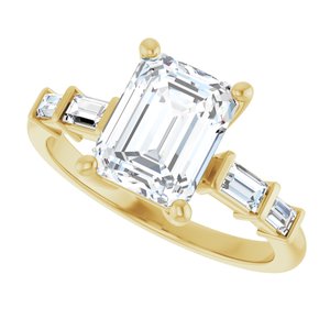 14K Yellow Gold 8.5x6.5 mm Emerald Ring Mounting – image 8
