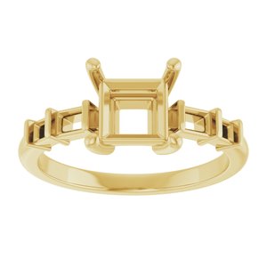 18K Yellow Gold 6x6 mm Square Ring Mounting – image 6