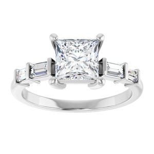 18K White Gold 6x6 mm Square Ring Mounting – image 5
