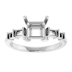 14K White Gold 6x6 mm Square Ring Mounting – image 6