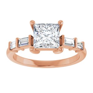 18K Rose Gold 6x6 mm Square Ring Mounting – image 5