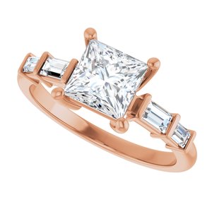 18K Rose Gold 6x6 mm Square Ring Mounting – image 8