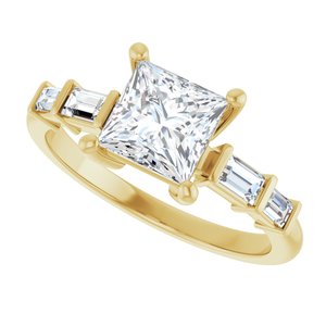 18K Yellow Gold 6x6 mm Square Ring Mounting – image 8