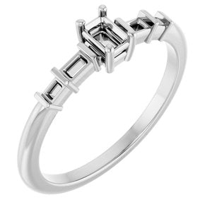 10K White Gold 3.75x2.5 mm Emerald Ring Mounting – image 2