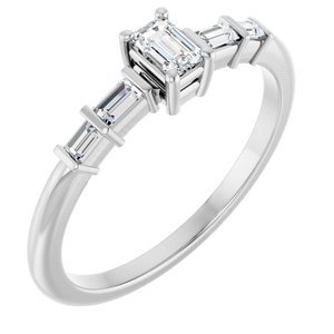 14K X1 White Gold 3.75x2.5 mm Emerald Ring Mounting