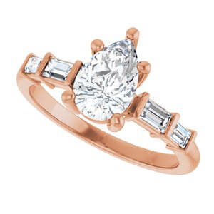 18K Rose Gold 8.5x5.5 mm Pear Ring Mounting – image 8