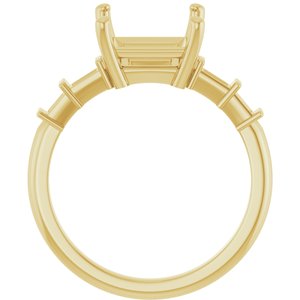 14K Yellow Gold 7.5x7.5 mm Square Ring Mounting – image 4