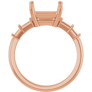 14K Rose Gold 7.5x7.5 mm Square Ring Mounting – image 4