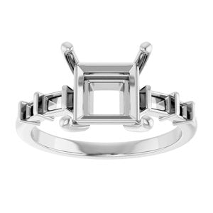 Sterling Silver 7.5x7.5 mm Square Ring Mounting – image 6