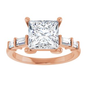 10K Rose Gold 7.5x7.5 mm Square Ring Mounting – image 5