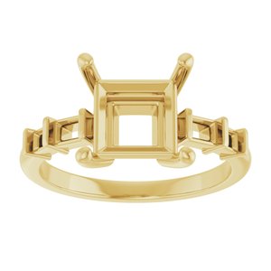 14K Yellow Gold 7.5x7.5 mm Square Ring Mounting – image 6