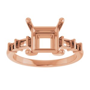 10K Rose Gold 7.5x7.5 mm Square Ring Mounting – image 6
