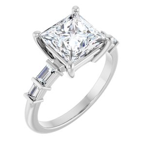 14K X1 White Gold 7.5x7.5 mm Square Ring Mounting