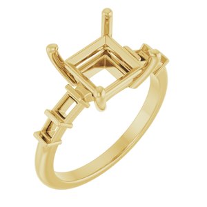 14K Yellow Gold 7.5x7.5 mm Square Ring Mounting – image 2